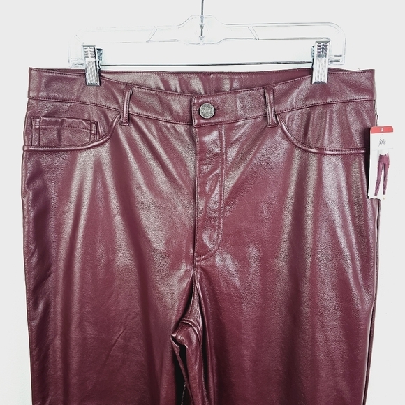 Joie Burgundy Faux Leather Pants NWT Plus Size 14 - Picture 6 of 12